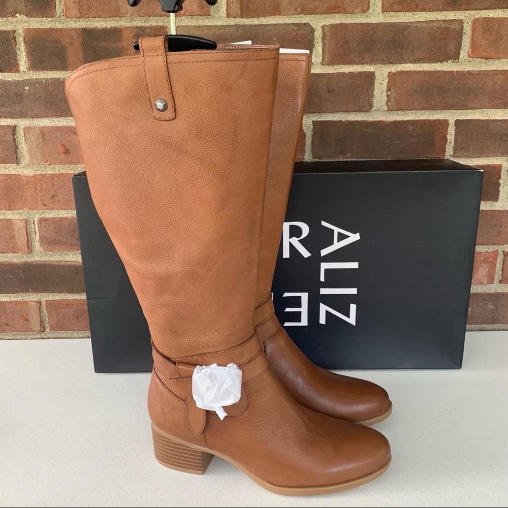 Naturalizer Kim Tan Leather Knee High Riding Boots